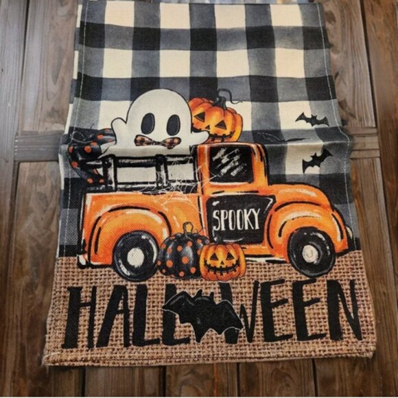 Halloween Table Runner Pumpkin Cottage Farmhouse Decor Fall Holiday Cloth 108" - Picture 4 of 5